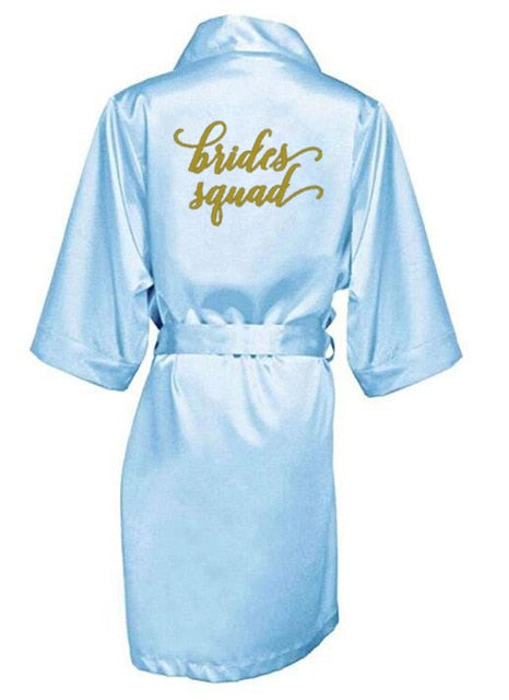 Bridal Party Wedding Satin Silk Robe Bathrobe Kimono