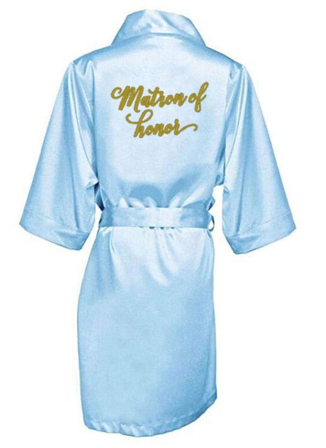 Bridal Party Wedding Satin Silk Robe Bathrobe Kimono