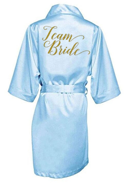 Bridal Party Wedding Satin Silk Robe Bathrobe Kimono
