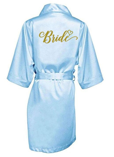 Bridal Party Wedding Satin Silk Robe Bathrobe Kimono