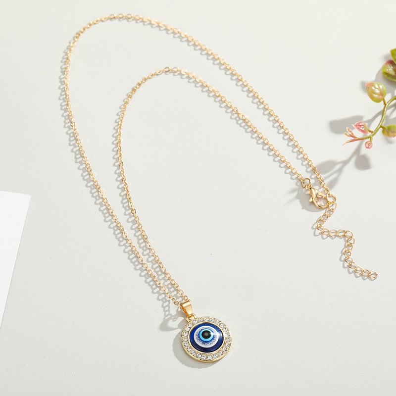 Crystal Evil Eye Pendant Necklace