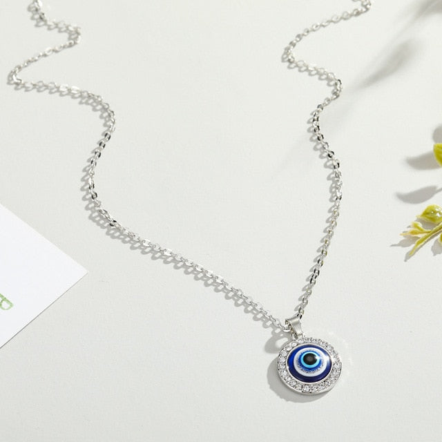Crystal Evil Eye Pendant Necklace