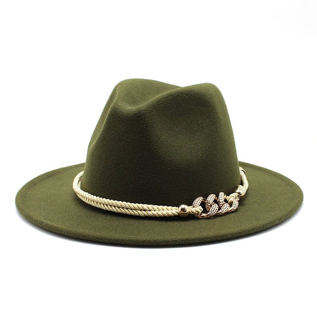 Wide Brim Derby Fedora with Rope Belt