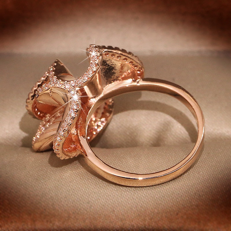Camellia Flower AAA Zircon Ring