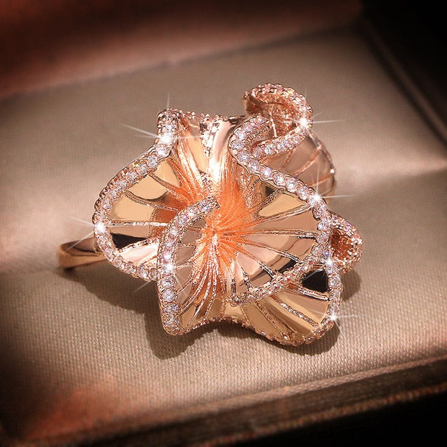 Camellia Flower AAA Zircon Ring