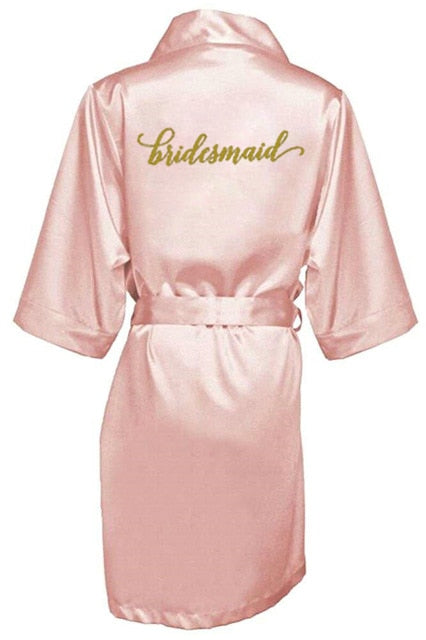 Rose Gold Bride Gown Satin Robe Bachelorette Party