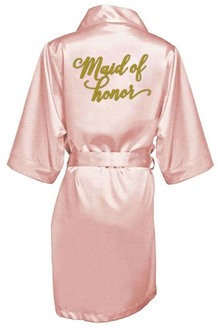 Rose Gold Bride Gown Satin Robe Bachelorette Party