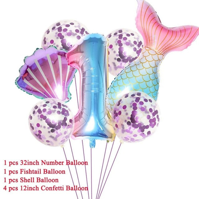 Mermaid Party Decorations Birthday Cake Topper & Ballons