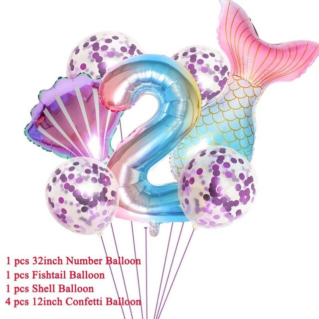 Mermaid Party Decorations Birthday Cake Topper & Ballons