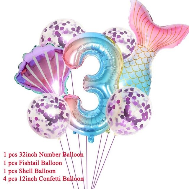 Mermaid Party Decorations Birthday Cake Topper & Ballons