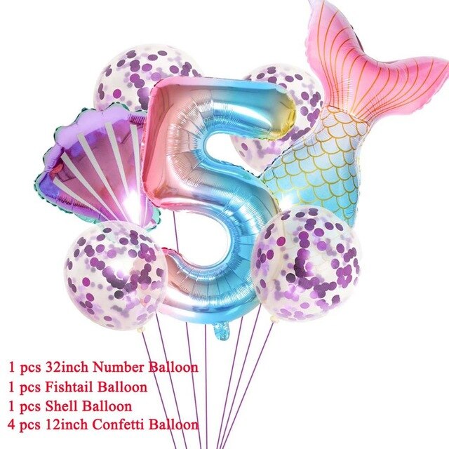 Mermaid Party Decorations Birthday Cake Topper & Ballons