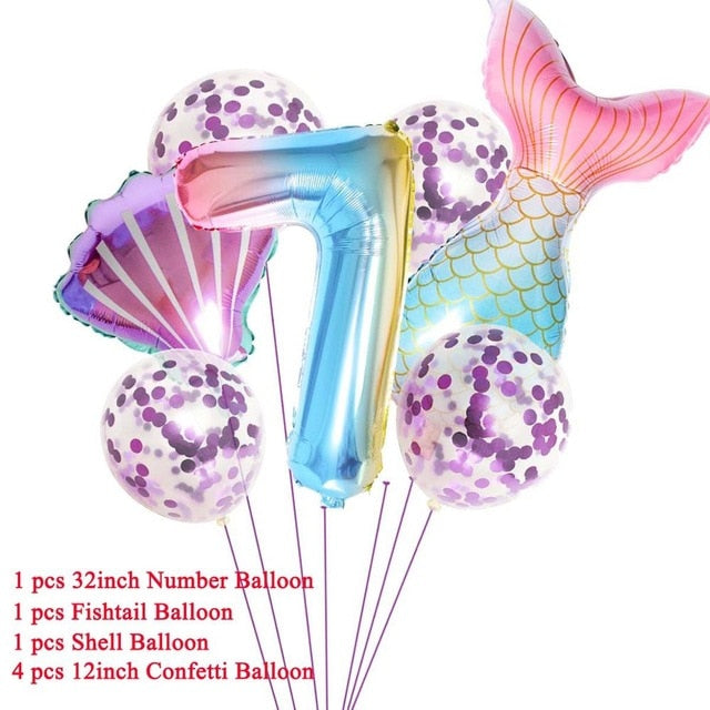 Mermaid Party Decorations Birthday Cake Topper & Ballons