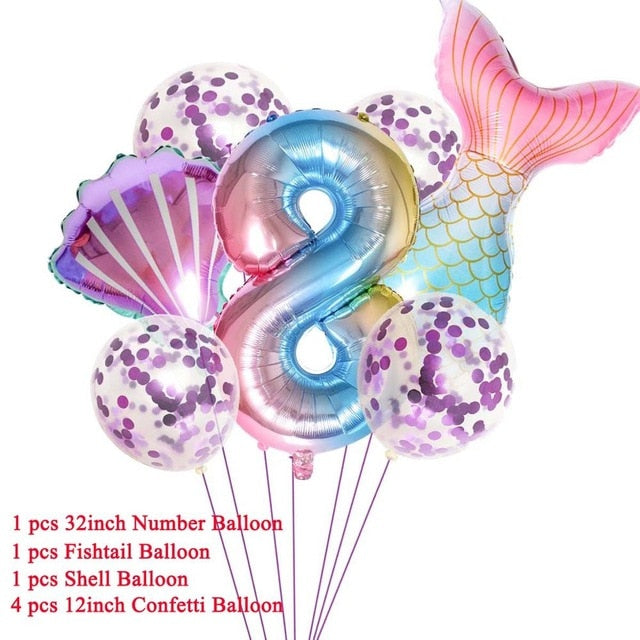 Mermaid Party Decorations Birthday Cake Topper & Ballons