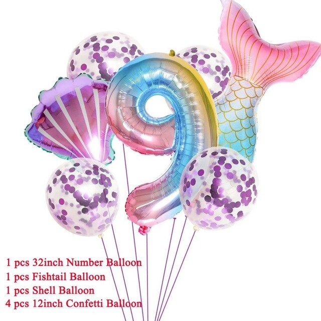 Mermaid Party Decorations Birthday Cake Topper & Ballons