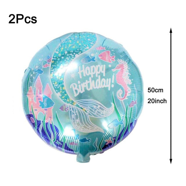 Mermaid Party Decorations Birthday Cake Topper & Ballons