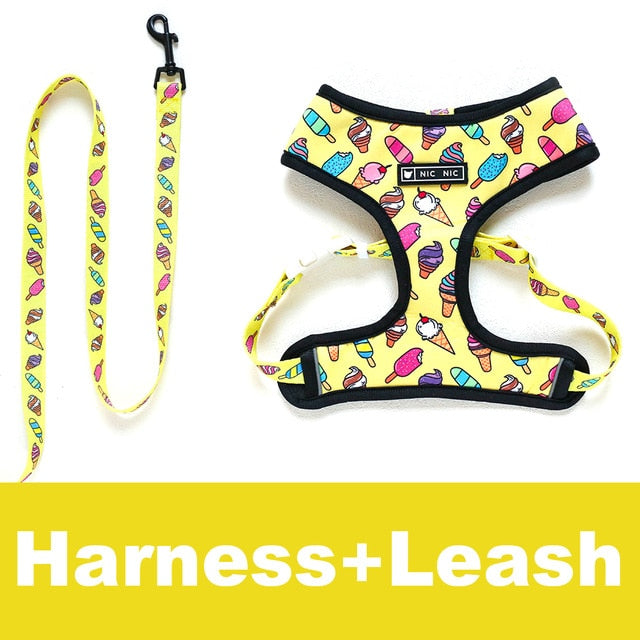 Tropical Vest Harness Leash Set for Small Medium Dogs