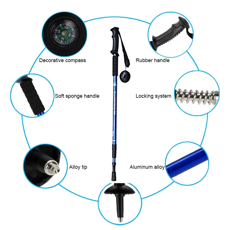 Trekking Poles Alumimum Folding Walking Sticks