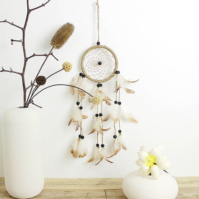 2 Ring Dream Catcher With Feather Wall Decor