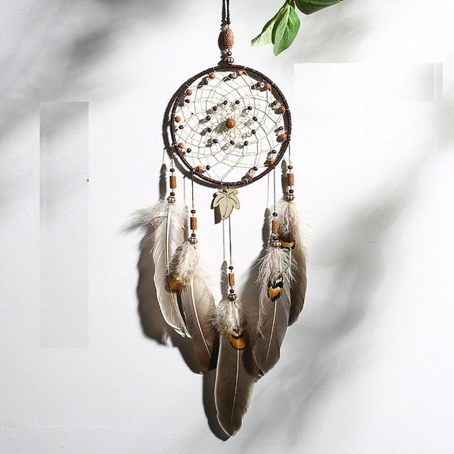 2 Ring Dream Catcher With Feather Wall Decor