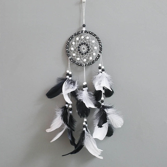 2 Ring Dream Catcher With Feather Wall Decor