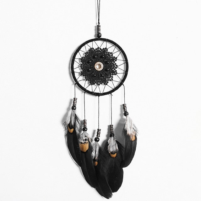 2 Ring Dream Catcher With Feather Wall Decor