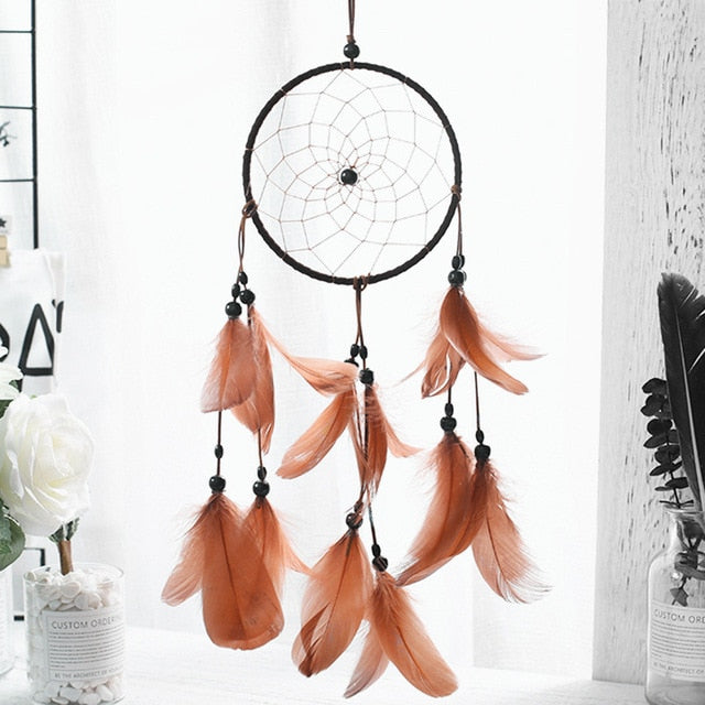 2 Ring Dream Catcher With Feather Wall Decor