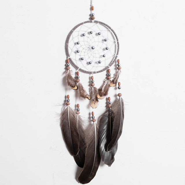 2 Ring Dream Catcher With Feather Wall Decor