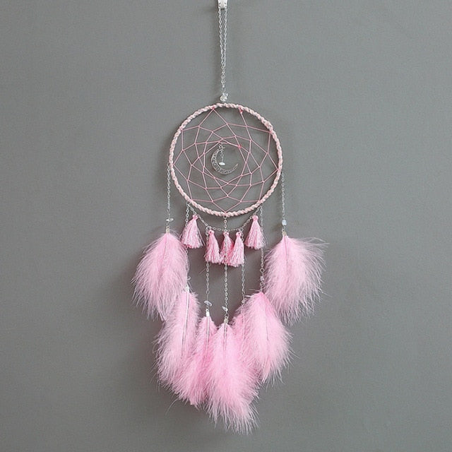 2 Ring Dream Catcher With Feather Wall Decor