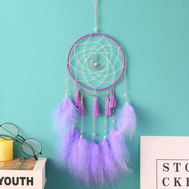 2 Ring Dream Catcher With Feather Wall Decor
