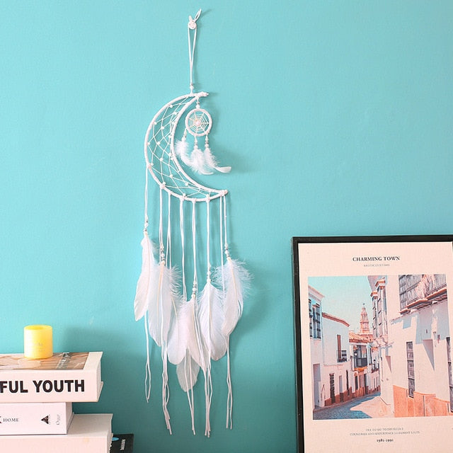 2 Ring Dream Catcher With Feather Wall Decor