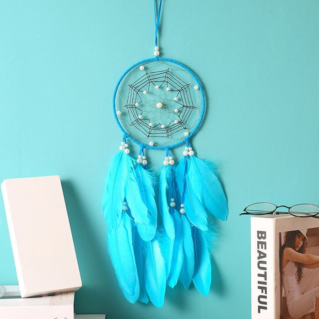 2 Ring Dream Catcher With Feather Wall Decor