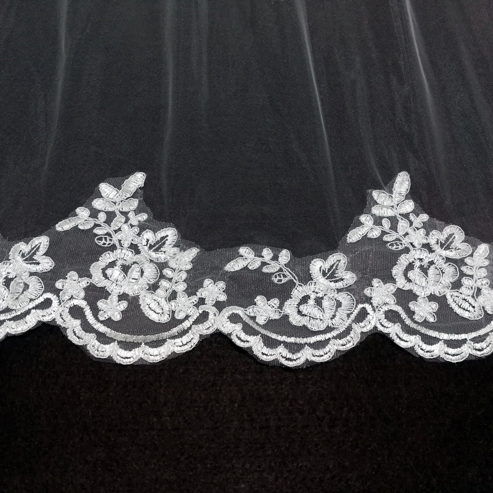 3M Cathedral Ivory White Wedding Veil Lace Edge