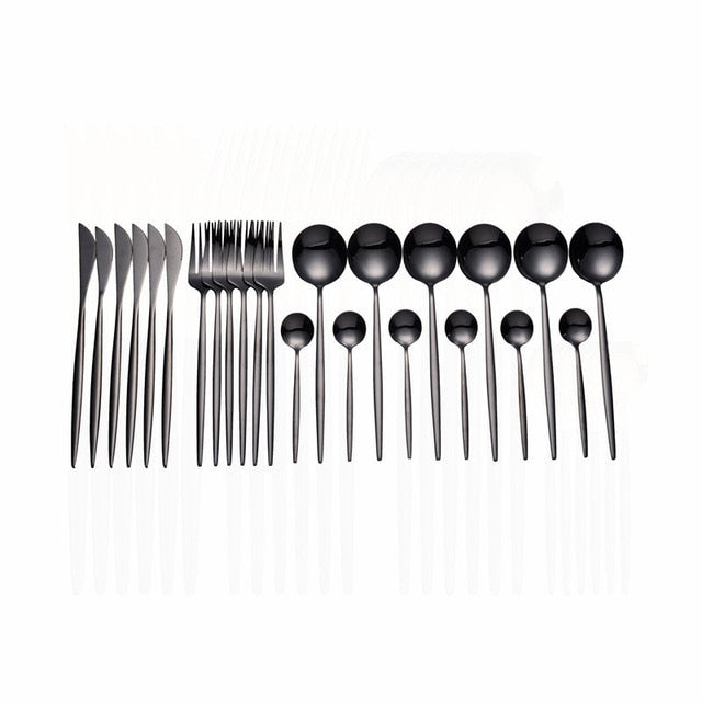 24pcs Gold Set Stainless Steel Dinnerware