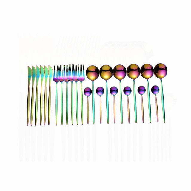 24pcs Gold Set Stainless Steel Dinnerware