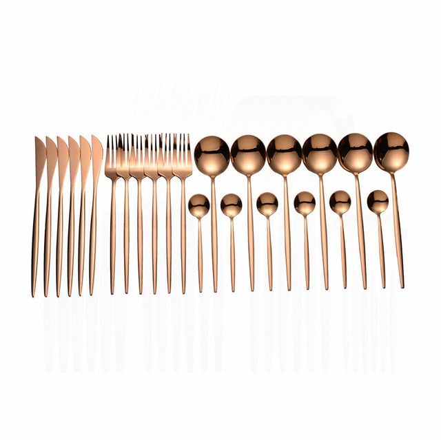 24pcs Gold Set Stainless Steel Dinnerware
