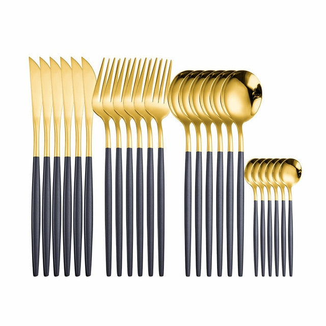 24pcs Gold Set Stainless Steel Dinnerware