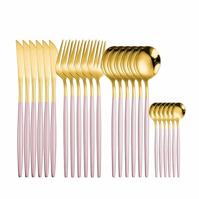 24pcs Gold Set Stainless Steel Dinnerware