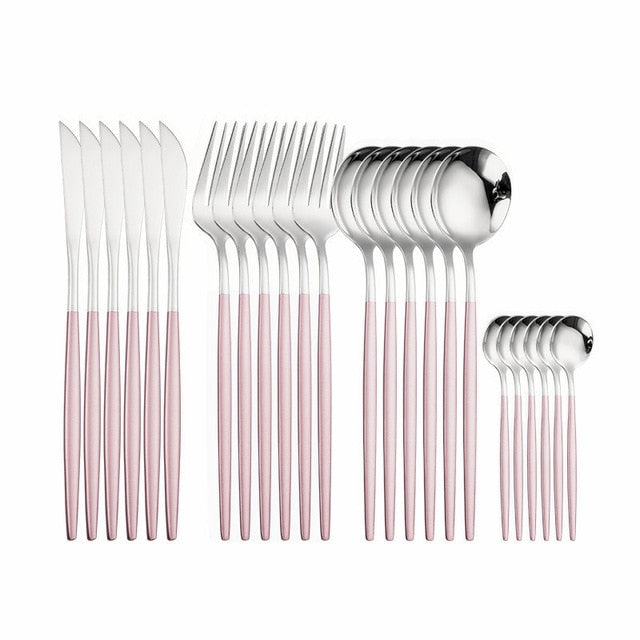 24pcs Gold Set Stainless Steel Dinnerware