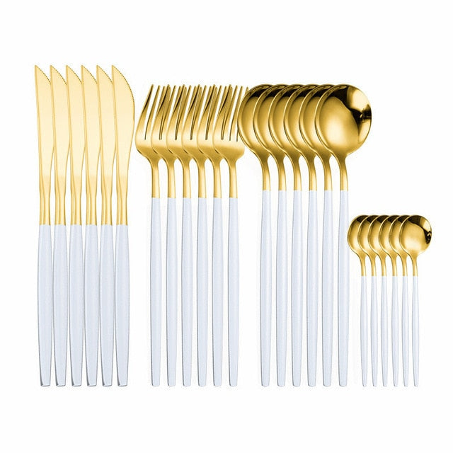 24pcs Gold Set Stainless Steel Dinnerware