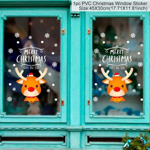 Christmas Removable Window Stickers Snowflake Reindeer