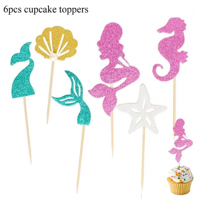 Mermaid Party Decorations Birthday Cake Topper & Ballons