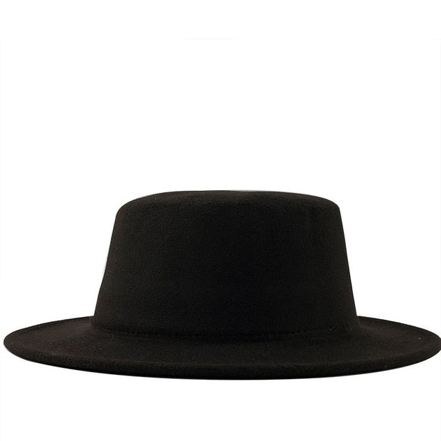 Round Winter Autumn Fedora with Flat Top