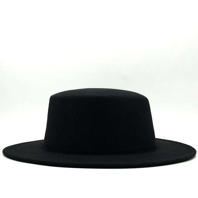 Round Winter Autumn Fedora with Flat Top