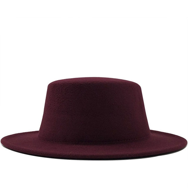 Round Winter Autumn Fedora with Flat Top