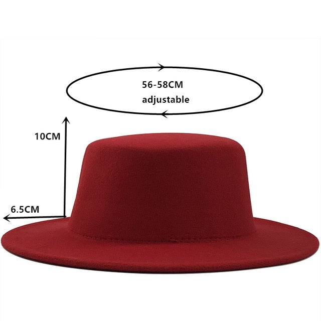 Round Winter Autumn Fedora with Flat Top