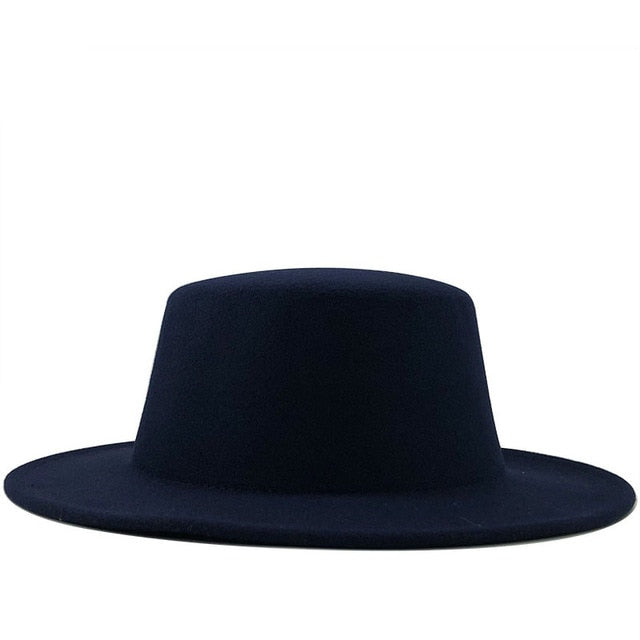 Round Winter Autumn Fedora with Flat Top
