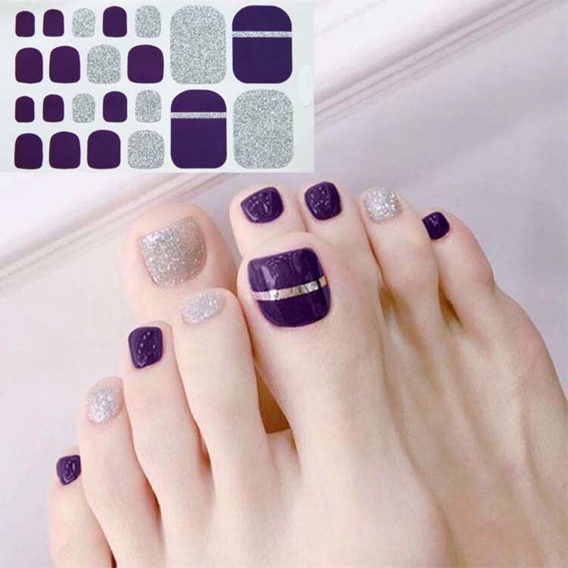 Toe Nail Sticker Glitter Full Cover Decal Strip
