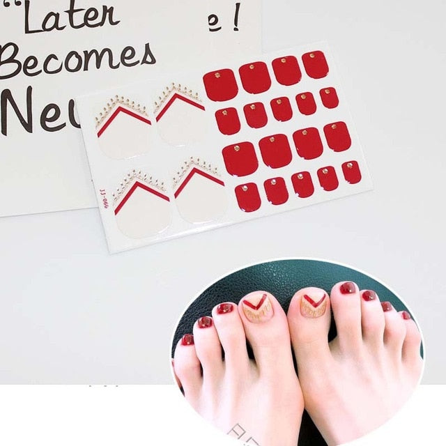 Toe Nail Sticker Glitter Full Cover Decal Strip