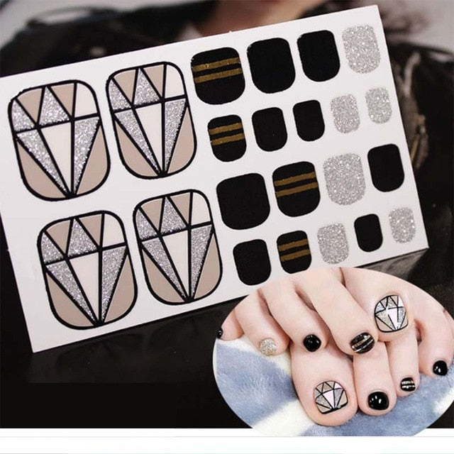 Toe Nail Sticker Glitter Full Cover Decal Strip