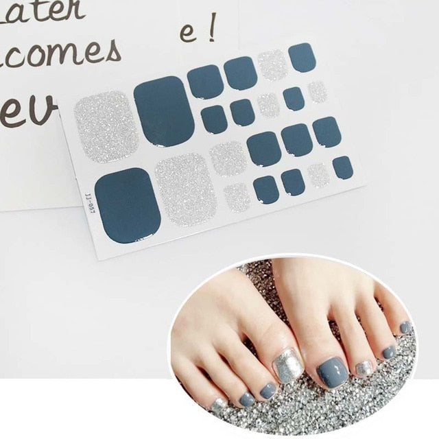 Toe Nail Sticker Glitter Full Cover Decal Strip